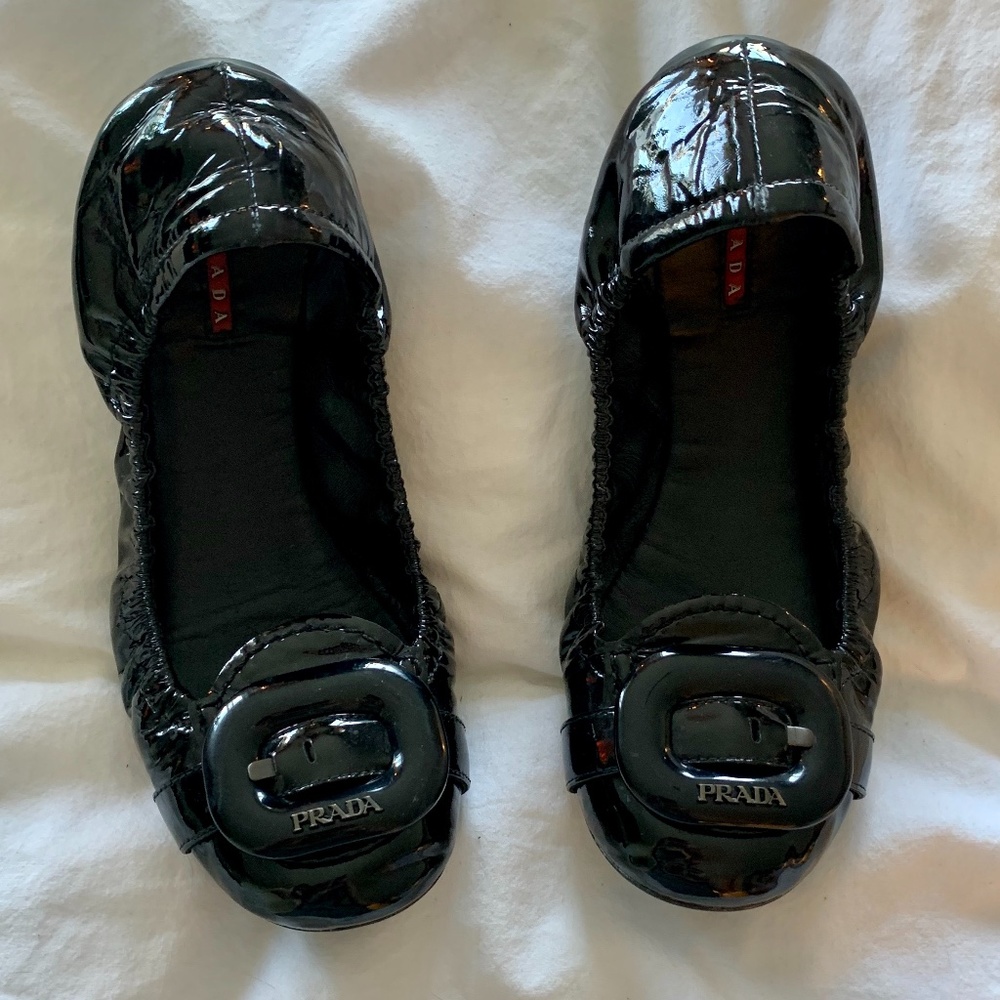 Prada Buckle Ballet Flats